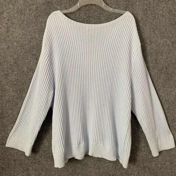 Ava &Viv Pullover Ribbed Sweater Lt Blue Sz 3X Cotton Blend Boat Neck NWT - Picture 6 of 9